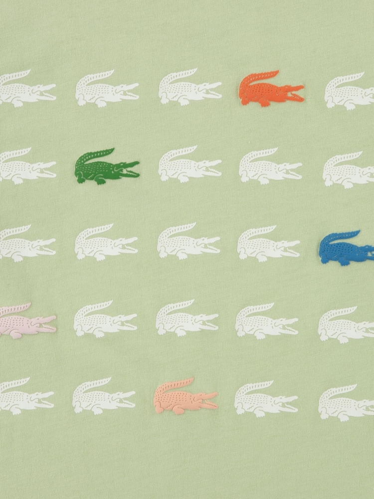Lacoste Green Croc Grid T-Shirt - Image 4 of 4