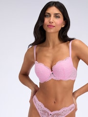 Boux Avenue Bubblegum Pink DD+ Pad Balcony Billie Lace Padded Balcony Bra - Image 1 of 5