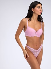 Boux Avenue Bubblegum Pink DD+ Pad Balcony Billie Lace Padded Balcony Bra - Image 3 of 5