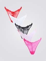 Black/White/Light Pink/Red - حزمة من 5 قطع سراويل داخلية عالية الساق من الدانتيل Fran من Boux Avenue - صورة 1 من 6