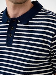Saltwell Blue Stripe Cotton Short Sleeve Polo Shirt - Image 5 of 5