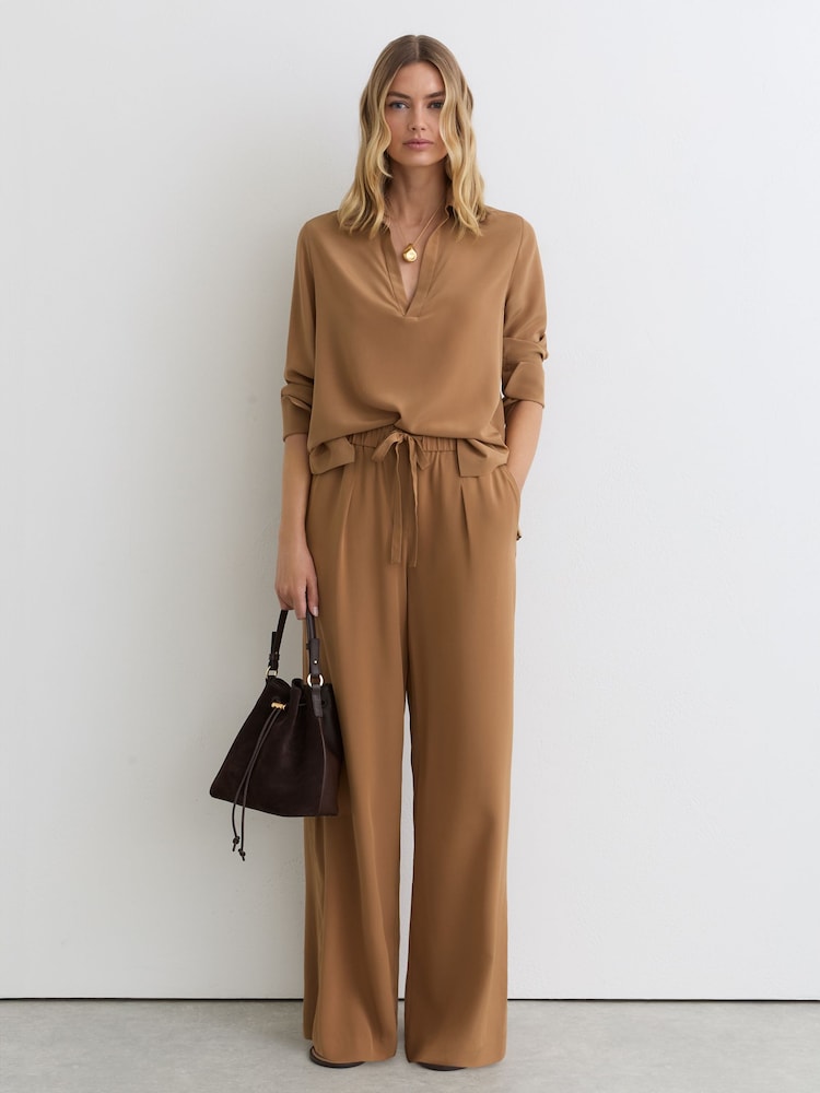 Reiss Maria Matte-Silk Wide-Leg Trousers - Imaginea 1 din 7
