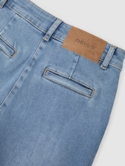 Reiss Light Blue Claude Petite Pintuck-Detail Flared Jeans - Image 8 of 9