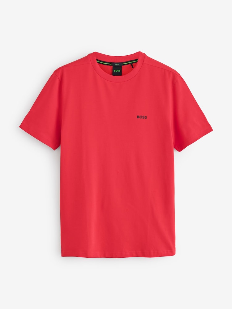 BOSS Cherry Red Regular Fit Logo T-Shirt - Image 2 of 3 BOSS Cherry Red Regular Fit Logo T-Shirt - Image 2 of 3