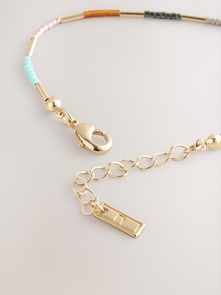 Gold Tone Pearl Effect Beaded Anklet - Image 3 of 3 Gold Tone Pearl Effect Beaded Anklet - Image 3 of 3