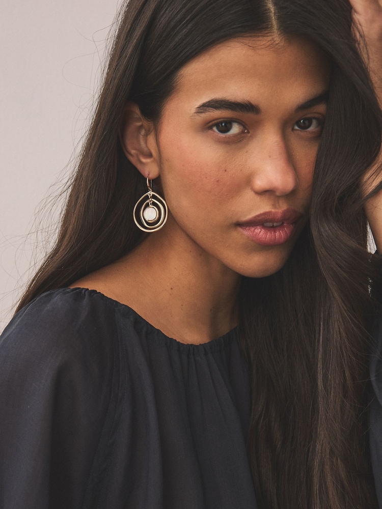 Gold Tone Pearl Effect Earrings - Image 1 of 6