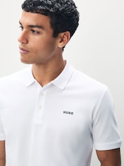 HUGO White Donos Logo Polo Shirt - Image 4 of 5