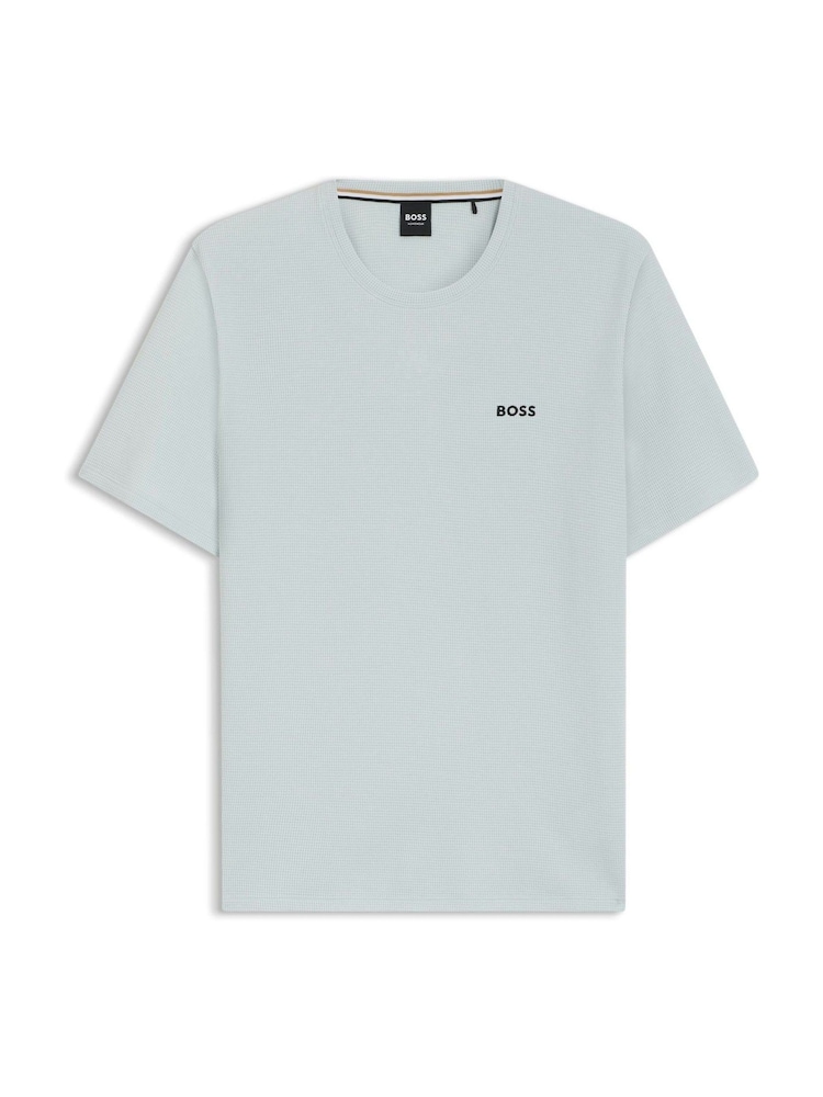 BOSS Blue Short Sleeve Logo Waffle T-Shirt - Image 1 of 1