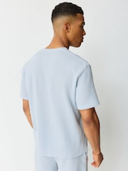 BOSS Blue Short Sleeve Logo Waffle T-Shirt - Image 3 of 6