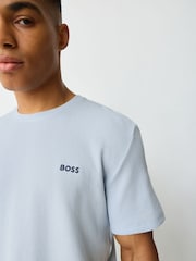 BOSS Blue Short Sleeve Logo Waffle T-Shirt - Image 4 of 6