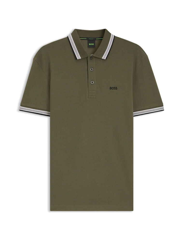 BOSS Green Regular-Fit Paddy Tipped Collar Polo Shirt - Image 1 of 1 BOSS Green Regular-Fit Paddy Tipped Collar Polo Shirt - Image 1 of 1