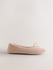 Pink Cord Velour Ballet Bow Slippers - Image 3 of 4
