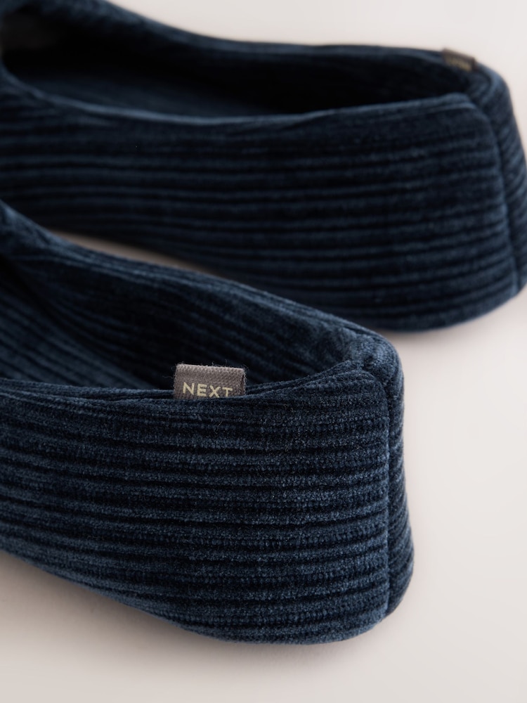 Navy Cord Velour Ballet Bow Slippers - Image 5 of 5 Navy Cord Velour Ballet Bow Slippers - Image 5 of 5