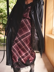 Love & Roses Black Faux Leather Belted Trench Coat - Image 4 of 5