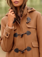Love & Roses Camel Faux Wool Cropped Duffle Coat - Image 2 of 5