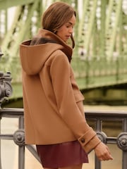 Love & Roses Camel Faux Wool Cropped Duffle Coat - Image 3 of 5