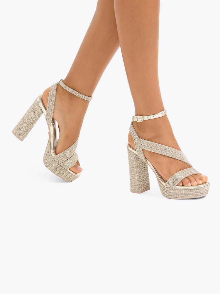 Carvela Gold Gala Platform Jewel Sandals - Image 1 of 5