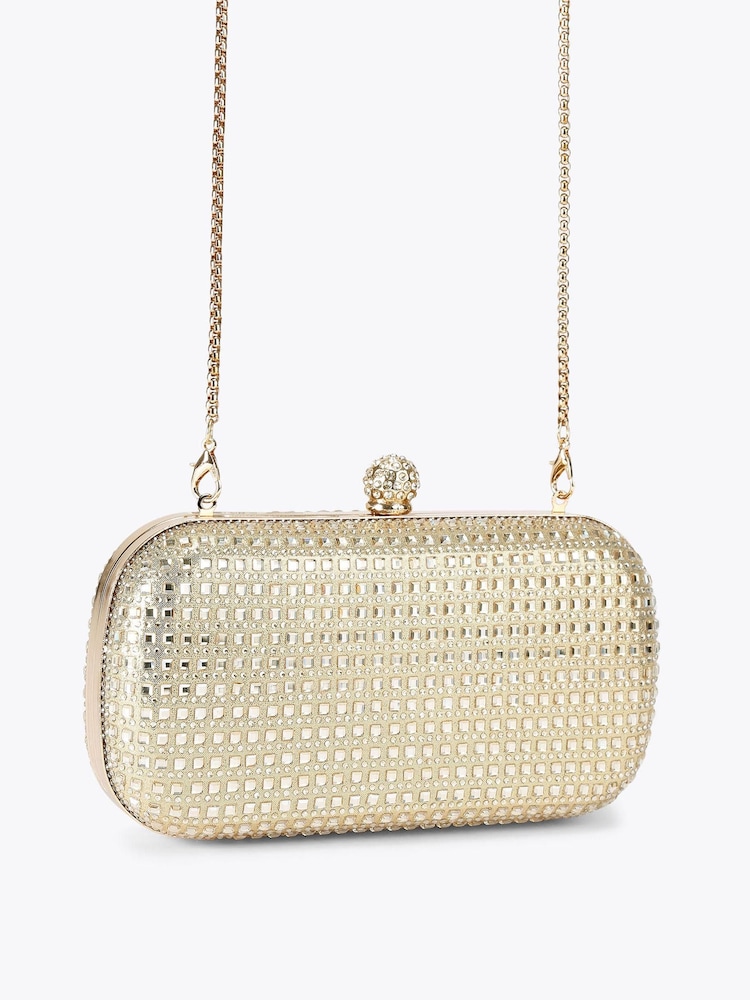Carvela Gold Cecilia Hard Clutch Bag - Image 2 of 5
