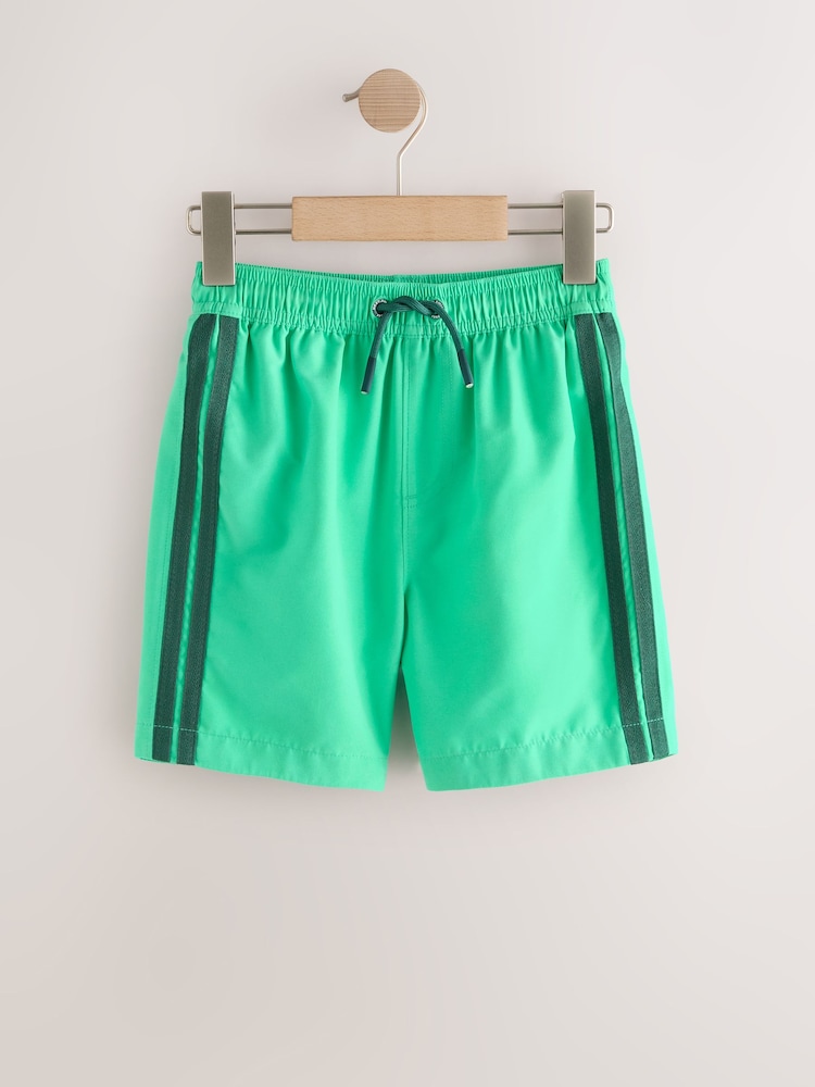 Green Side Stripe Swim Shorts (3-16yrs) - Image 1 of 4 Green Side Stripe Swim Shorts (3-16yrs) - Image 1 of 4