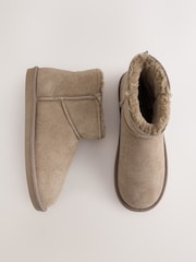 Brown Faux Fur Lined Suede Slipper Boots - Image 1 of 5