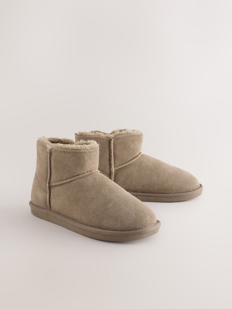 Brown Faux Fur Lined Suede Slipper Boots - Image 2 of 5