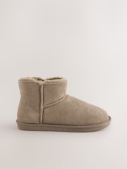 Brown Faux Fur Lined Suede Slipper Boots - Image 3 of 5