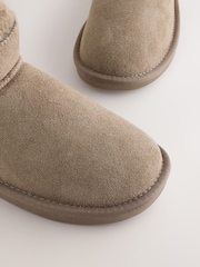Brown Faux Fur Lined Suede Slipper Boots - Image 4 of 5