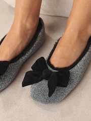 Silver Lurex Ballet Bow Slippers - Image 3 of 4