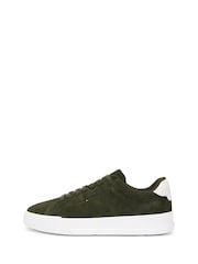 Tommy Hilfiger Green Debossed Logo Suede Court Trainers - Image 3 of 7