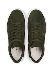 Tommy Hilfiger Green Debossed Logo Suede Court Trainers - Image 6 of 7
