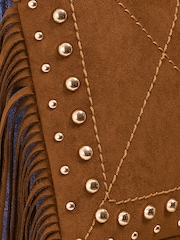 Friends Like These Tan Brown Fringe Studded Cross-Body Bag - Image 3 of 7