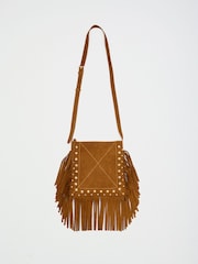 Friends Like These Tan Brown Fringe Studded Cross-Body Bag - Image 4 of 7