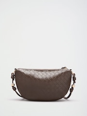 Friends Like These Chocolate Brown Weave Crescent Cross-Body Bag - Image 6 of 7