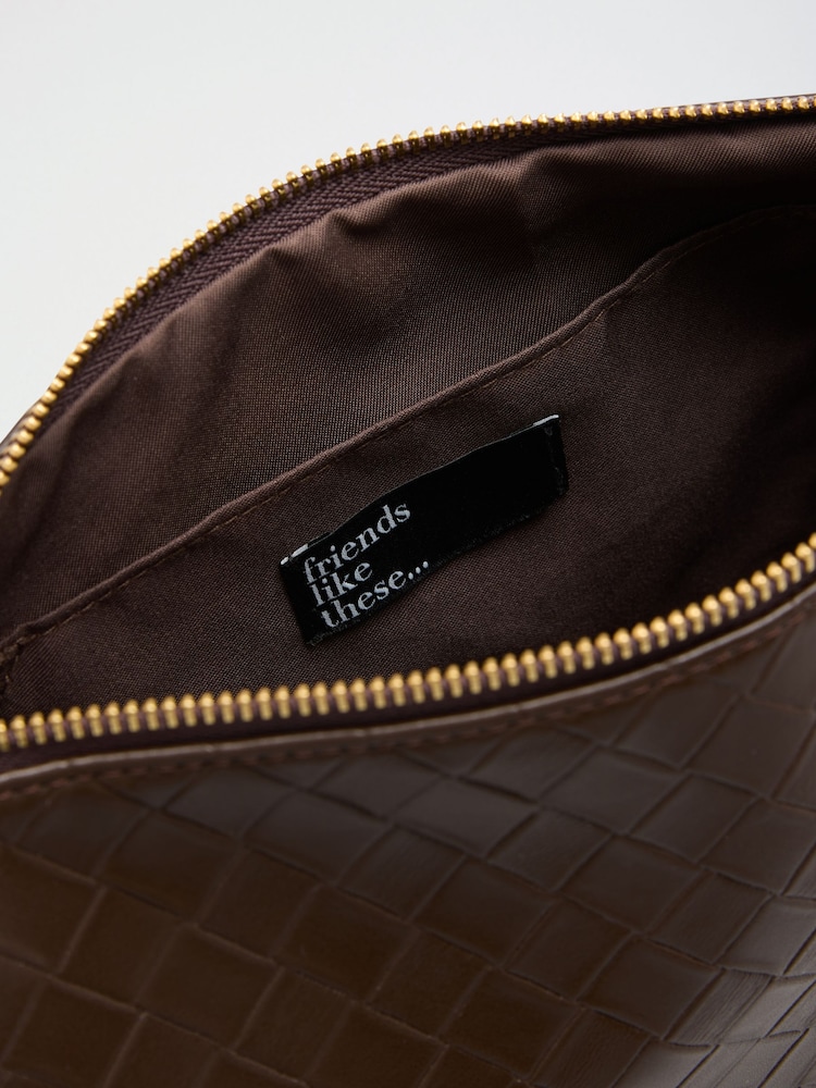 Friends Like These Chocolate Brown Weave Crescent Cross-Body Bag - Image 7 of 7