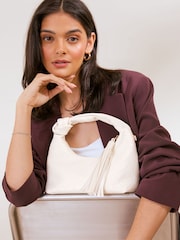 Friends Like These Cream Weave Grab Handle Clutch - Image 3 of 8