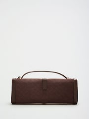 Friends Like These Chocolate Brown Suedette Top Handle Clutch - Image 4 of 6