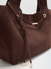Friends Like These Chocolate Brown Suedette Tassel Trim Shopper Bag - Image 7 of 8