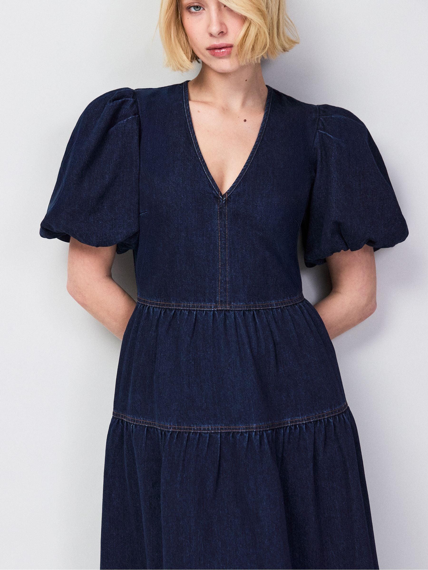 Buy Ro&Zo Blue Denim Puff Sleeve Maxi Dress from Next India