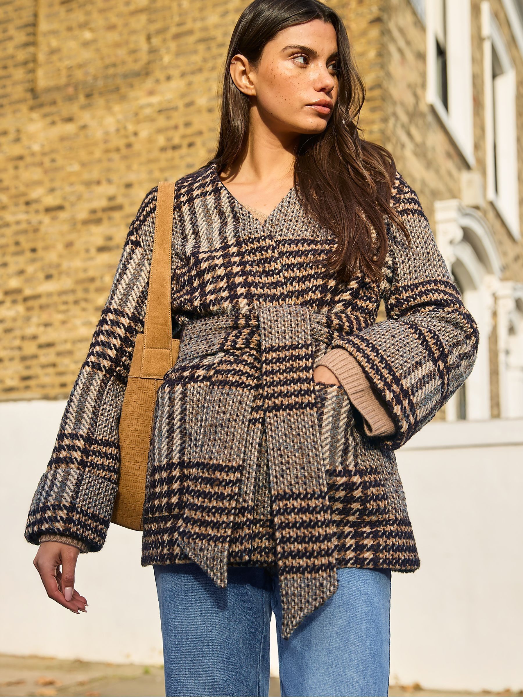 Buy Ro&Zo Brown Heritage Check Belted Jacket from Next USA