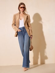 Friends Like These Mid Wash Everyday Wide Leg Pintuck Jeans - Image 1 of 6