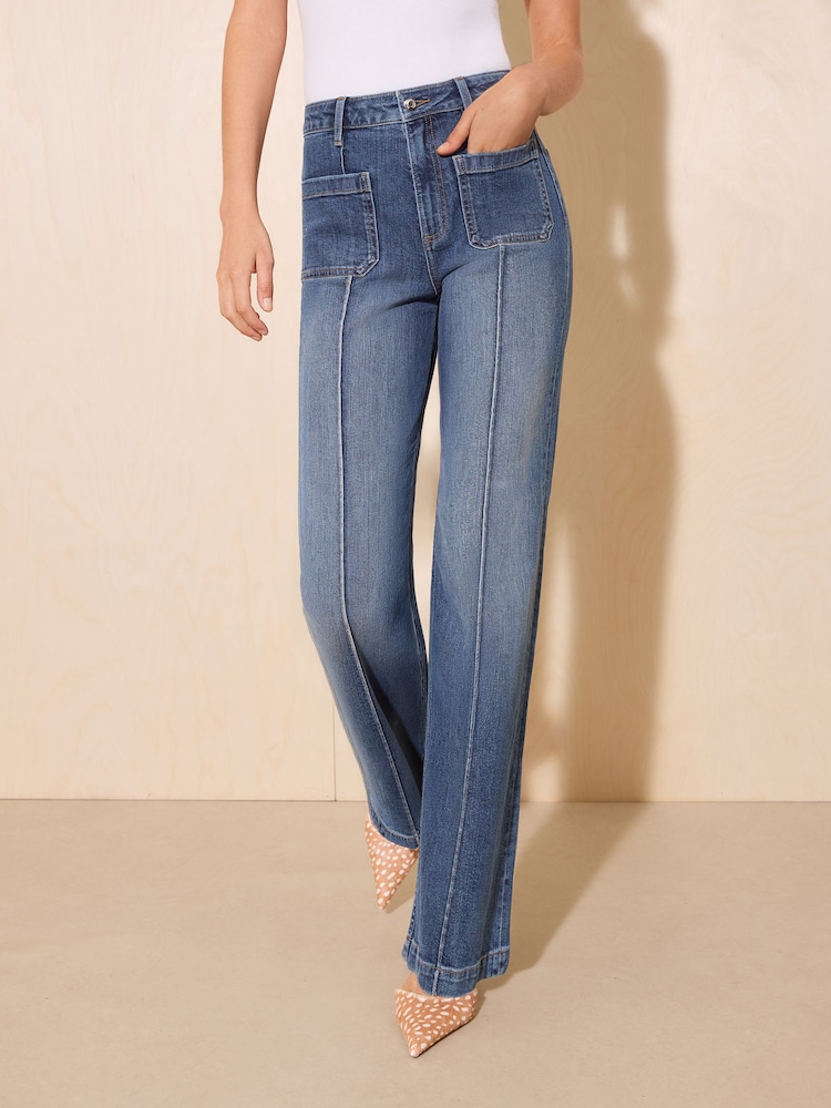 Friends Like These Mid Wash Everyday Wide Leg Pintuck Jeans - Image 2 of 6