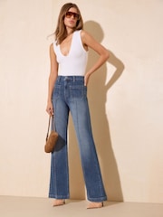 Friends Like These Mid Wash Everyday Wide Leg Pintuck Jeans - Image 3 of 6