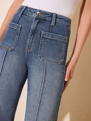 Friends Like These Mid Wash Everyday Wide Leg Pintuck Jeans - Image 4 of 6