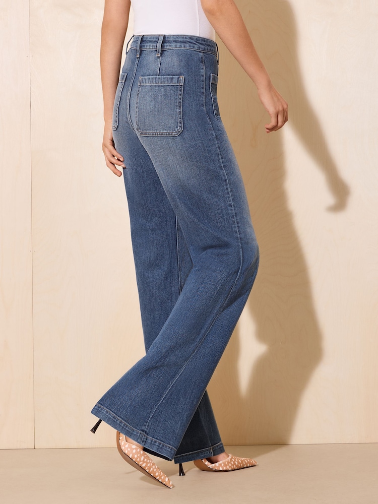Friends Like These Mid Wash Everyday Wide Leg Pintuck Jeans - Image 6 of 6