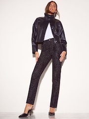 Friends Like These Snake Print Slim Flocked Denim Jeans - 6суретінің 3 суреті