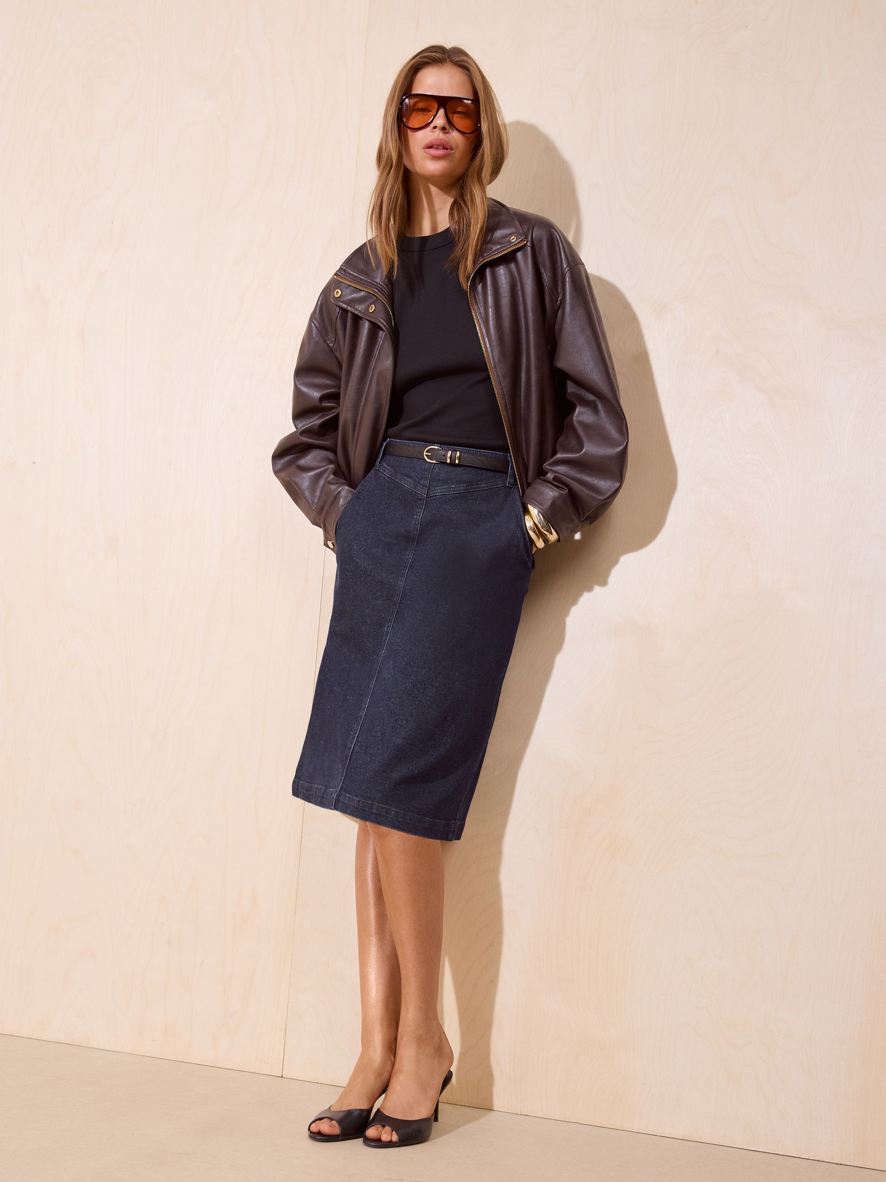 Buy Friends Like These 90s Knee Length Denim Pencil Skirt from