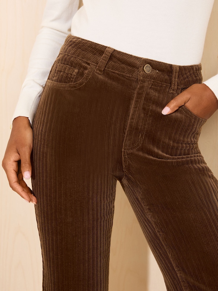 Friends Like These Chocolate Brown Bootcut Corduroy Trousers - Image 2 of 4 Friends Like These Chocolate Brown Bootcut Corduroy Trousers - Image 2 of 4