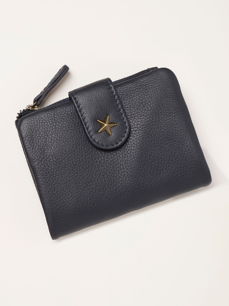 FatFace Navy Star Detail Leather Purse - Image 1 of 3 FatFace Navy Star Detail Leather Purse - Image 1 of 3