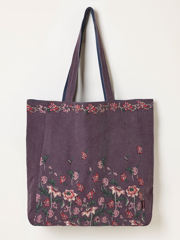 FatFace Navy Floral Reversible Tote Bag - Image 1 of 3