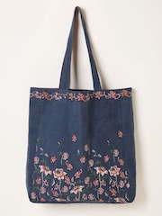 FatFace Navy Floral Reversible Tote Bag - Image 2 of 3